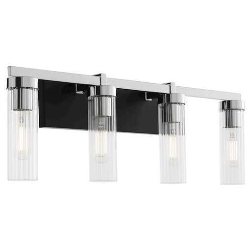 Quorum Kilbey 4Lt Vanty, Matte Black/Clear/Fluted