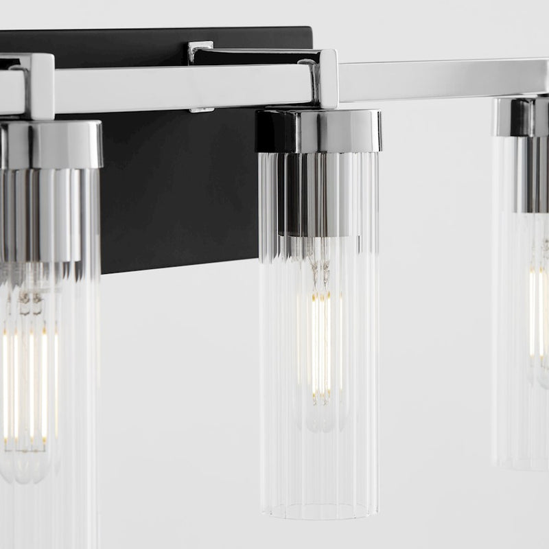 Quorum Kilbey 4Lt Vanty, Matte Black/Clear/Fluted