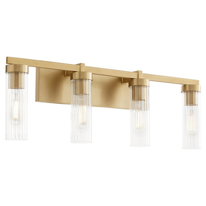 Quorum Kilbey 4Lt Vanity, Aged Brass/Clear/Fluted