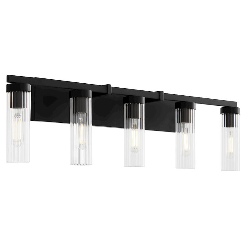 Quorum Kilbey 5Lt Vanity, Matte Black/Clear/Fluted