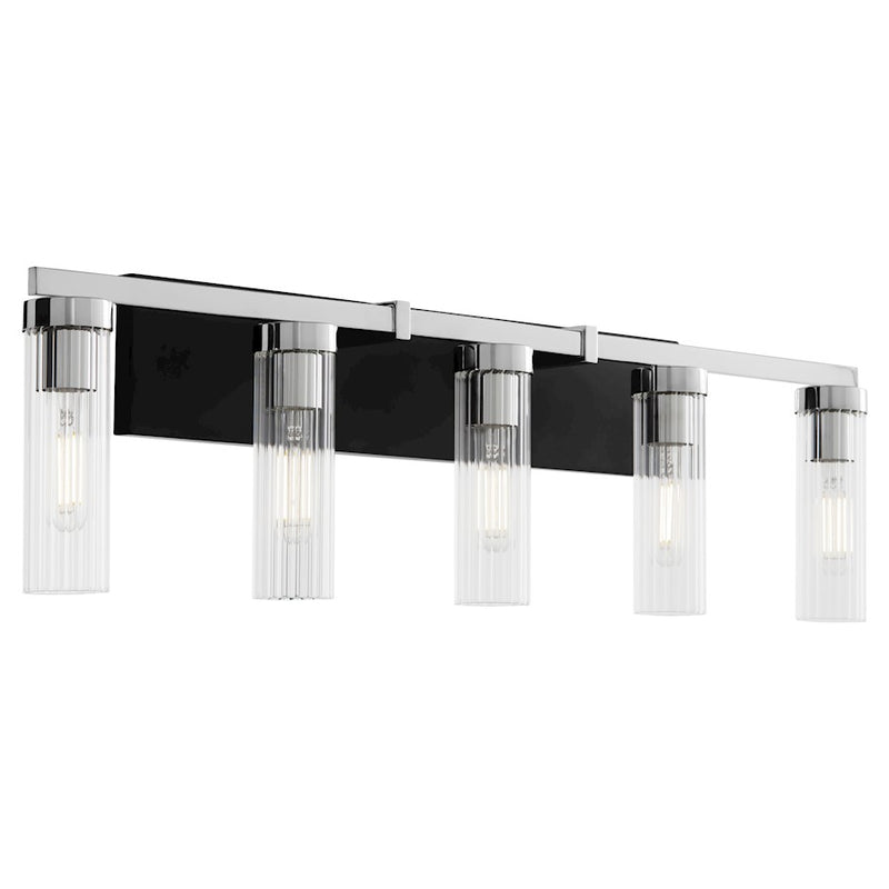 Quorum Kilbey 5Lt Vanty, Matte Black/Clear/Fluted