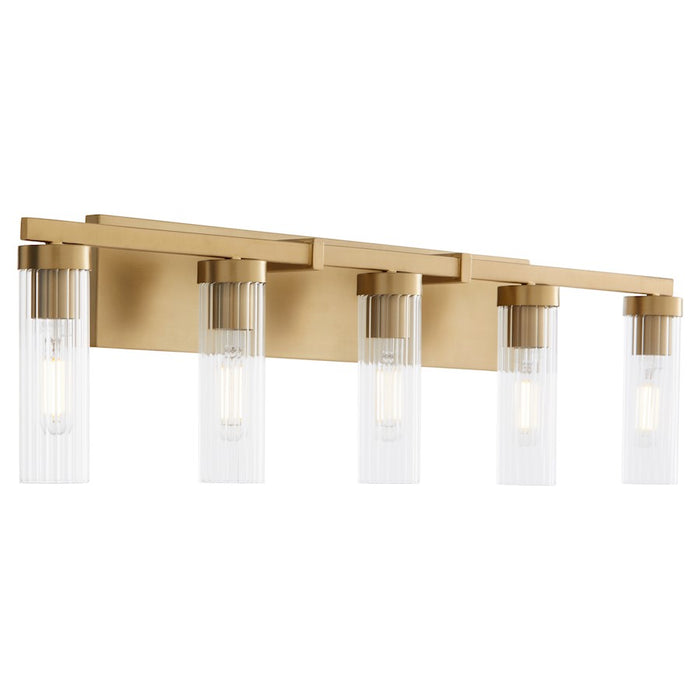Quorum Kilbey 5Lt Vanity, Aged Brass/Clear/Fluted