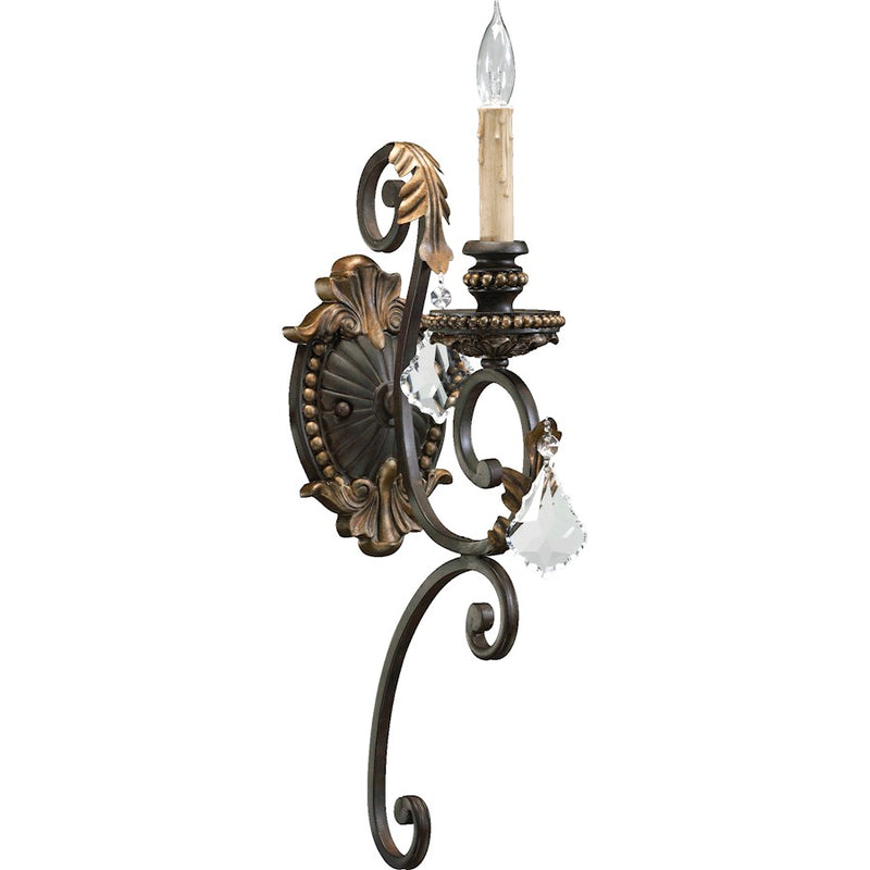 Quorum Rio Salado 1 Light Wall Mount, Toasted Sienna With Mystic Silver