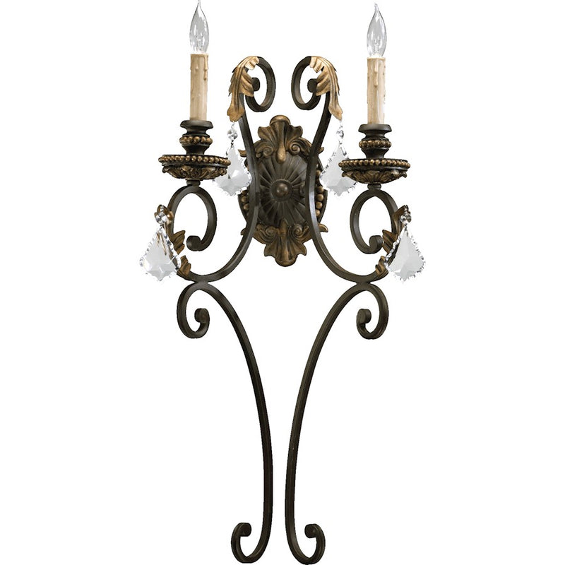 Quorum Rio Salado 2 Light Wall Mount, Toasted Sienna With Mystic Silver