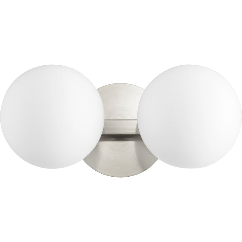 Quorum 2 Light Globe Vanity, Satin Nickel