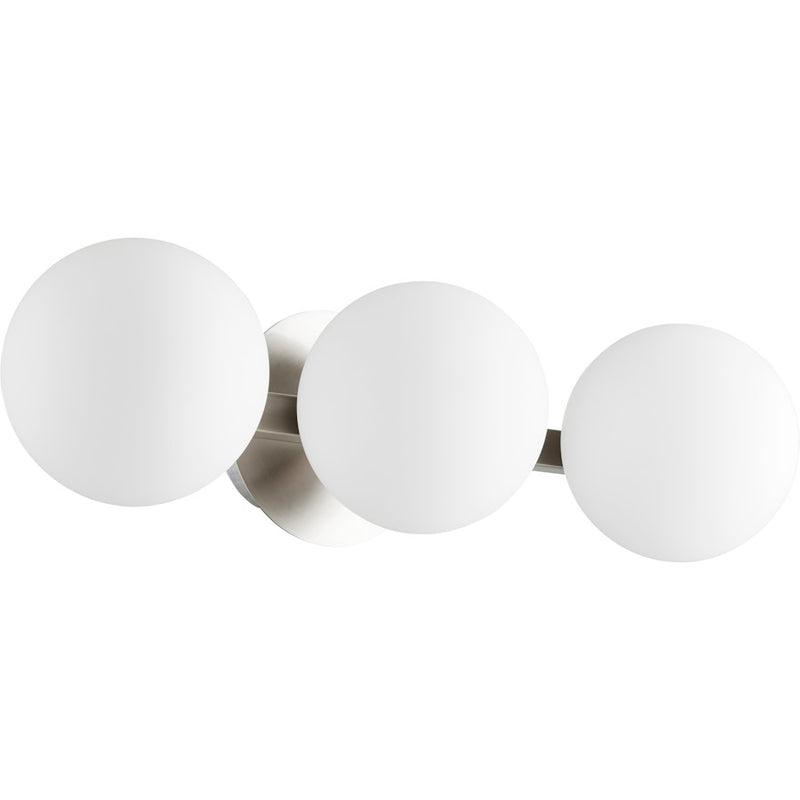 Quorum 3 Light Globe Vanity, Satin Nickel