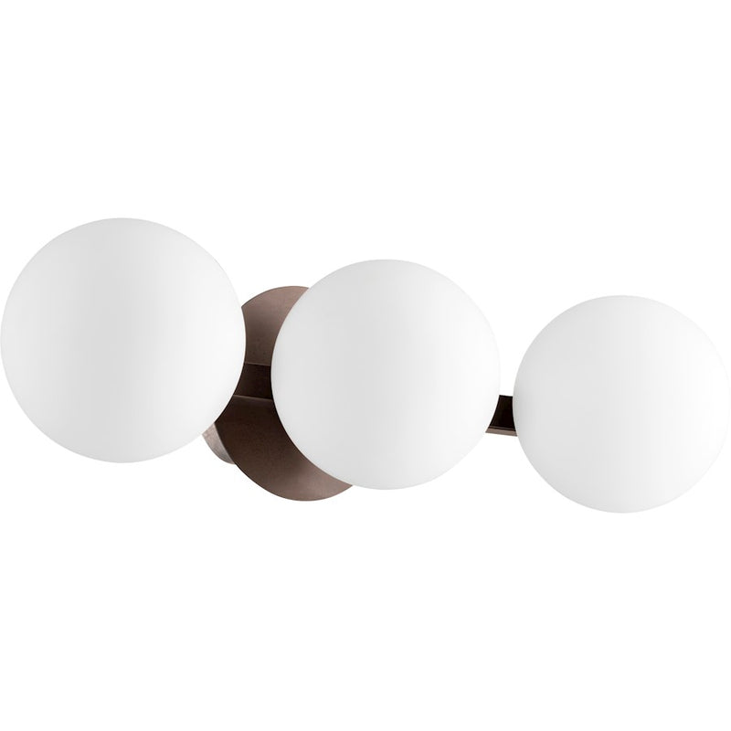 Quorum 3 Light Globe Vanity, Oiled Bronze