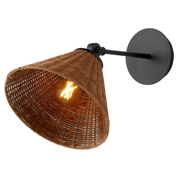 Quorum 1Lt Small Wicker Wall Mount, Matte Black/Espresso