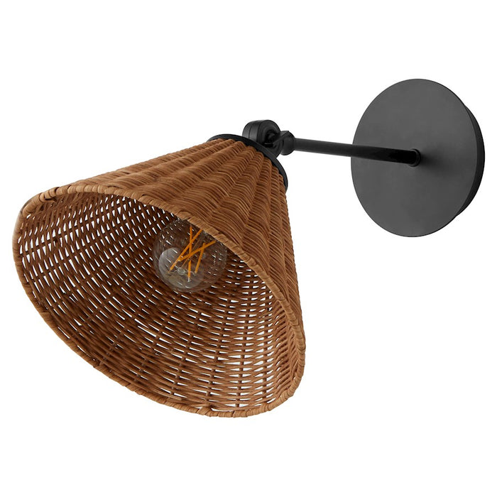 Quorum 1Lt Small Wicker Wall Mount, Matte Black/Espresso