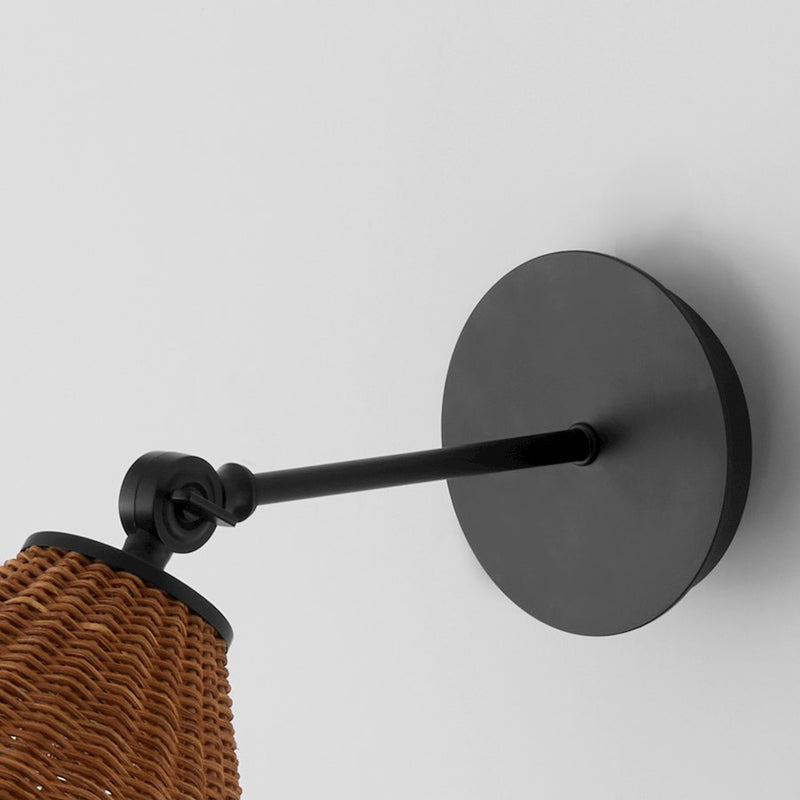 Quorum 1Lt Small Wicker Wall Mount, Matte Black/Espresso
