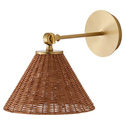 Quorum 1Lt Small Wicker Wall Mount, Aged Brass/Espresso - 5393-80