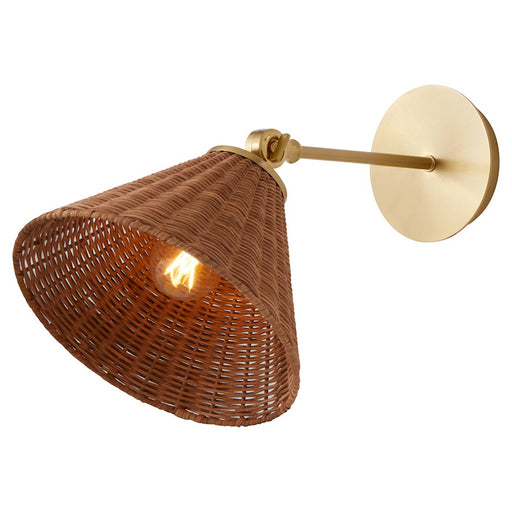 Quorum 1Lt Small Wicker Wall Mount, Aged Brass/Espresso