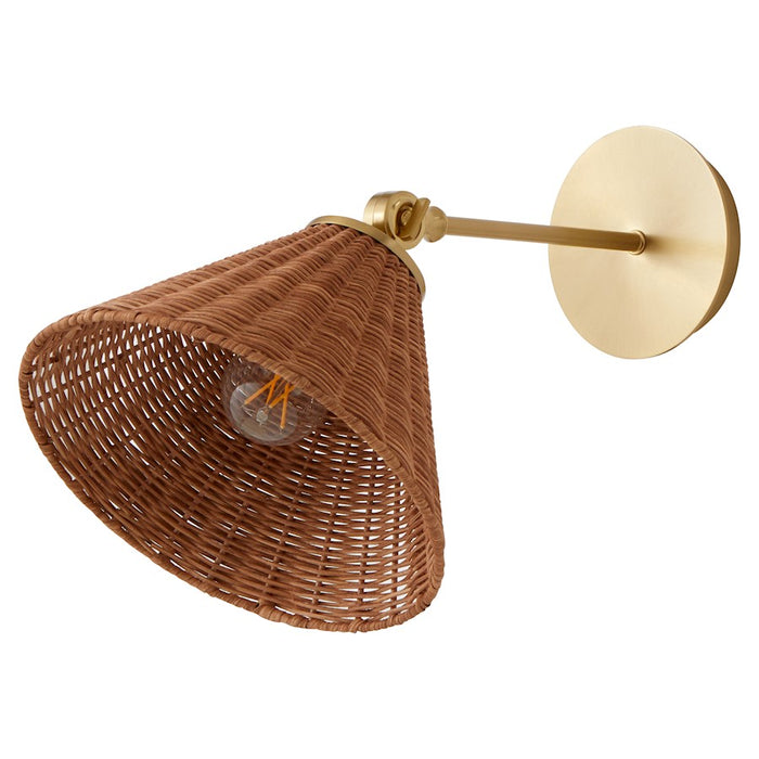 Quorum 1Lt Small Wicker Wall Mount, Aged Brass/Espresso