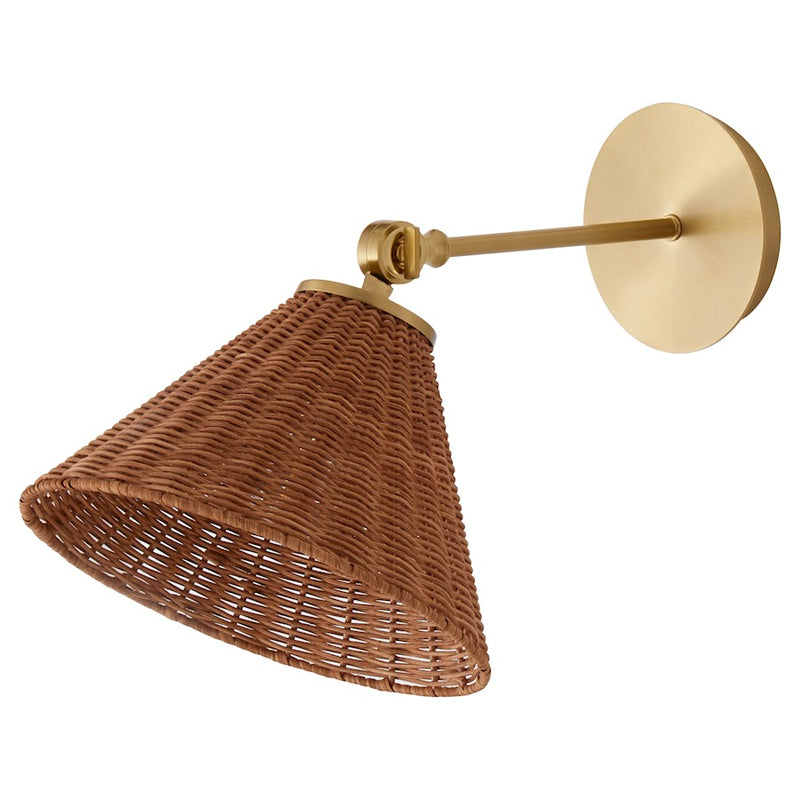 Quorum 1Lt Small Wicker Wall Mount, Aged Brass/Espresso
