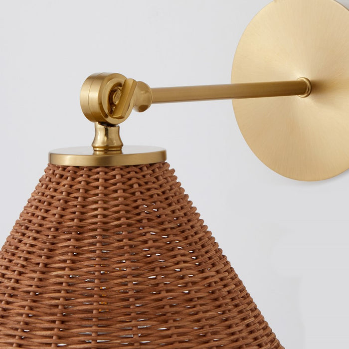Quorum 1Lt Small Wicker Wall Mount, Aged Brass/Espresso