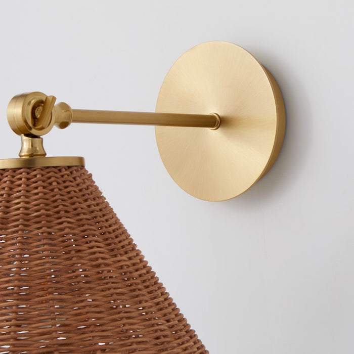 Quorum 1Lt Small Wicker Wall Mount, Aged Brass/Espresso