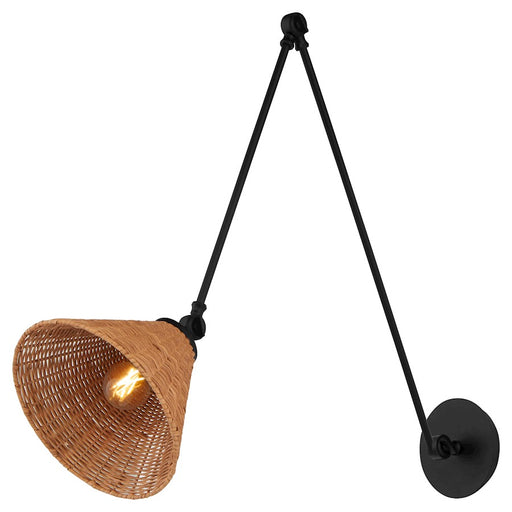 Quorum 1Lt Large Wicker Wall Mount, Matte Black/Espresso
