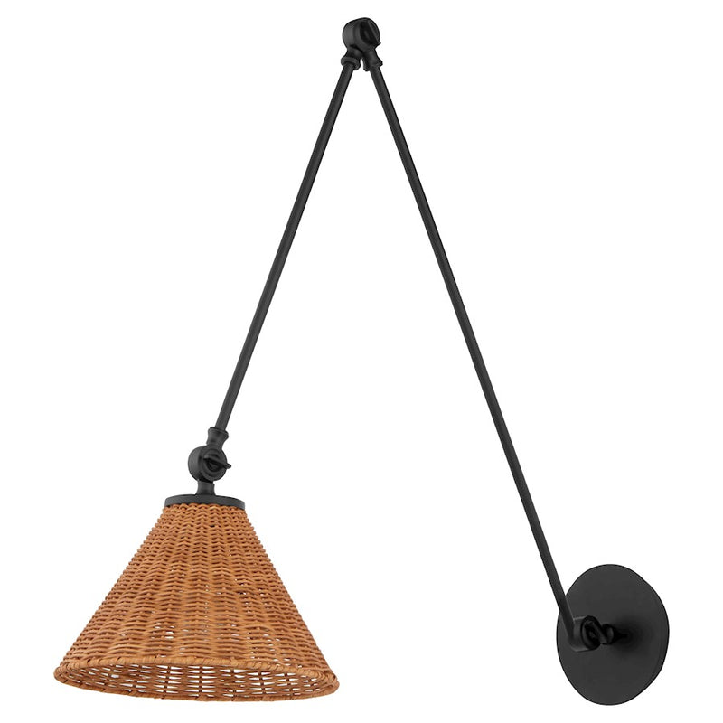 Quorum 1Lt Large Wicker Wall Mount, Matte Black/Espresso