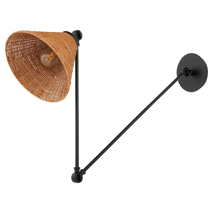 Quorum 1Lt Large Wicker Wall Mount, Matte Black/Espresso