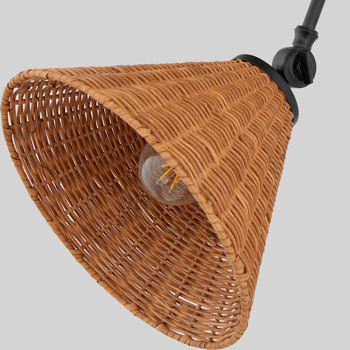 Quorum 1Lt Large Wicker Wall Mount, Matte Black/Espresso