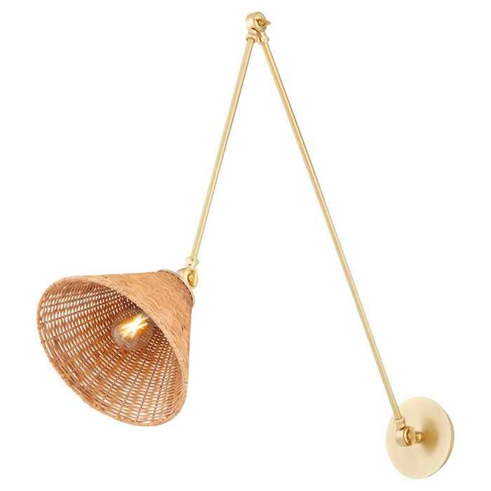 Quorum 1Lt Large Wicker Wall Mount, Aged Brass/Espresso
