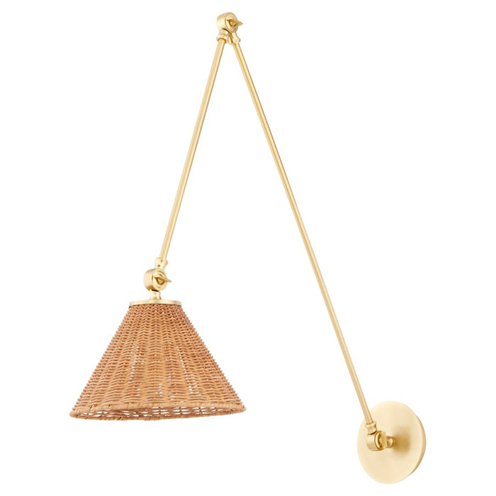 Quorum 1Lt Large Wicker Wall Mount, Aged Brass/Espresso