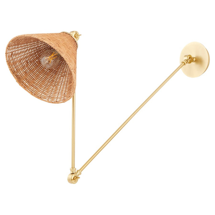 Quorum 1Lt Large Wicker Wall Mount, Aged Brass/Espresso