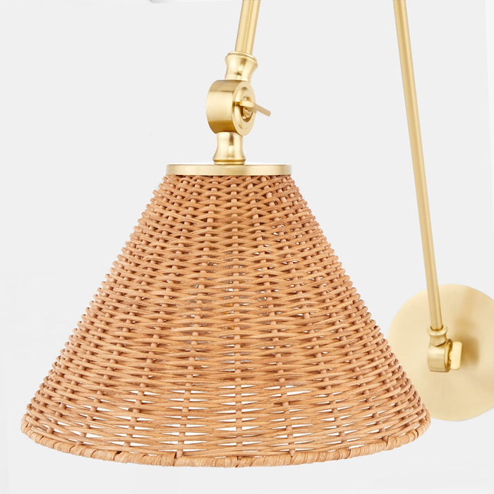 Quorum 1Lt Large Wicker Wall Mount, Aged Brass/Espresso