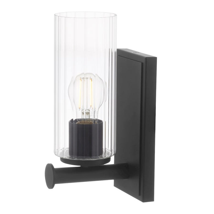 Quorum Juniper 1Lt Wall Mount, Matte Black/Clear/Fluted