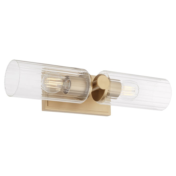 Quorum Juniper 2Lt Wall Mount, Aged Brass/Clear/Fluted