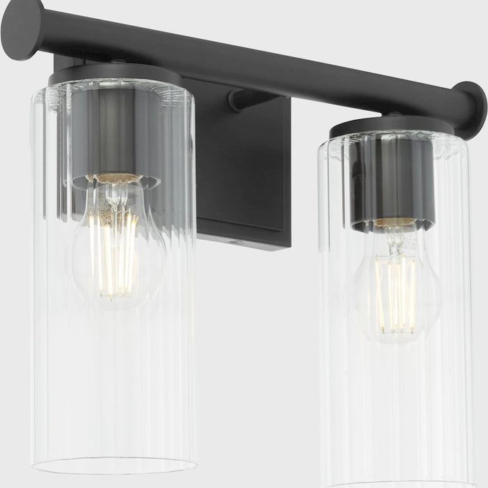 Quorum Juniper 2Lt Vanity, Matte Black/Clear/Fluted