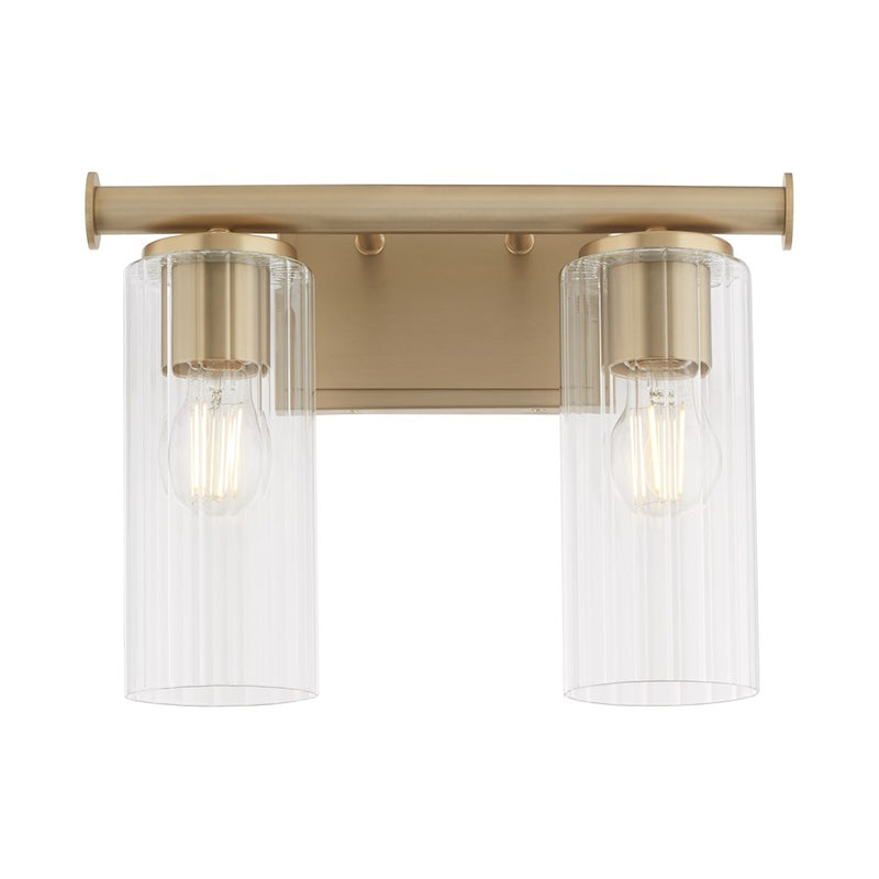 Quorum Juniper 2Lt Vanity, Aged Brass/Clear/Fluted