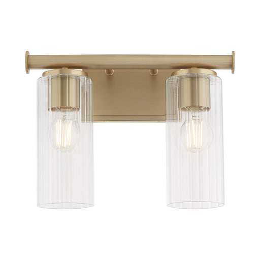 Quorum Juniper 2Lt Vanity, Aged Brass/Clear/Fluted
