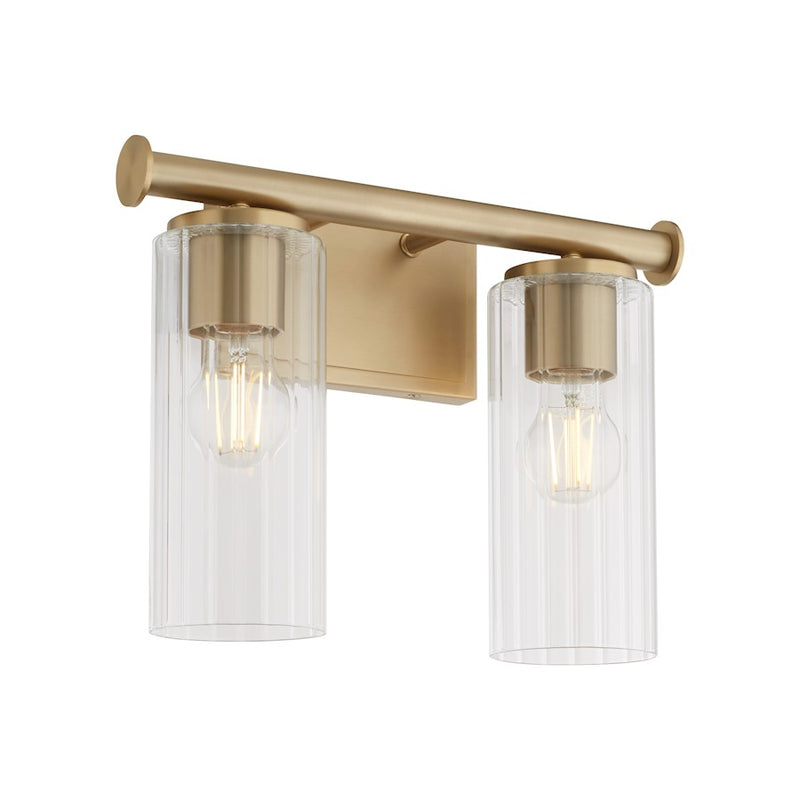 Quorum Juniper 2Lt Vanity, Aged Brass/Clear/Fluted