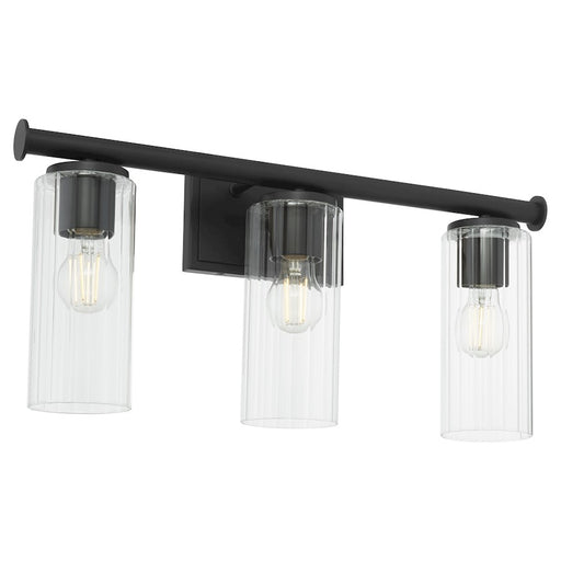 Quorum Juniper 3Lt Vanity, Matte Black/Clear/Fluted