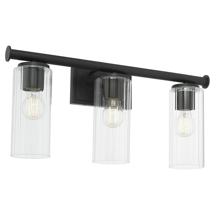 Quorum Juniper 3Lt Vanity, Matte Black/Clear/Fluted