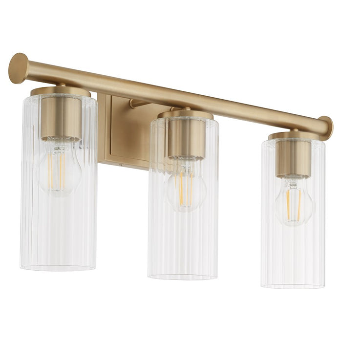 Quorum Juniper 3Lt Vanity, Aged Brass/Clear/Fluted - 541-3-80