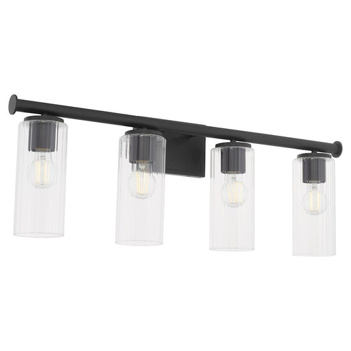 Quorum Juniper 4Lt Vanity, Matte Black/Clear/Fluted