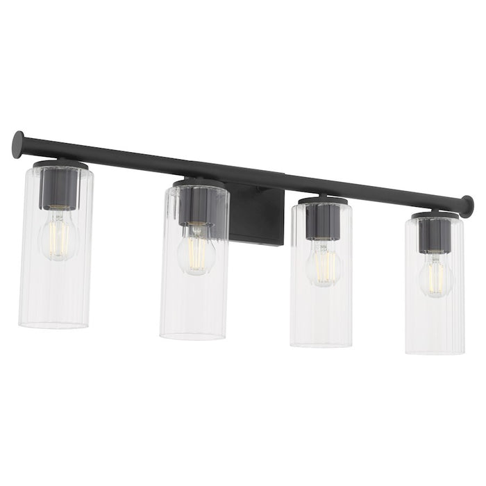 Quorum Juniper 4Lt Vanity, Matte Black/Clear/Fluted