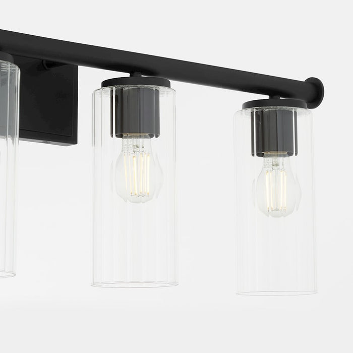 Quorum Juniper 4Lt Vanity, Matte Black/Clear/Fluted