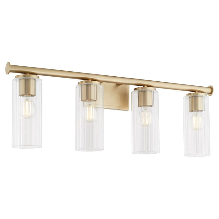 Quorum Juniper 4Lt Vanity, Aged Brass/Clear/Fluted