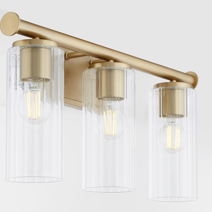 Quorum Juniper 4Lt Vanity, Aged Brass/Clear/Fluted