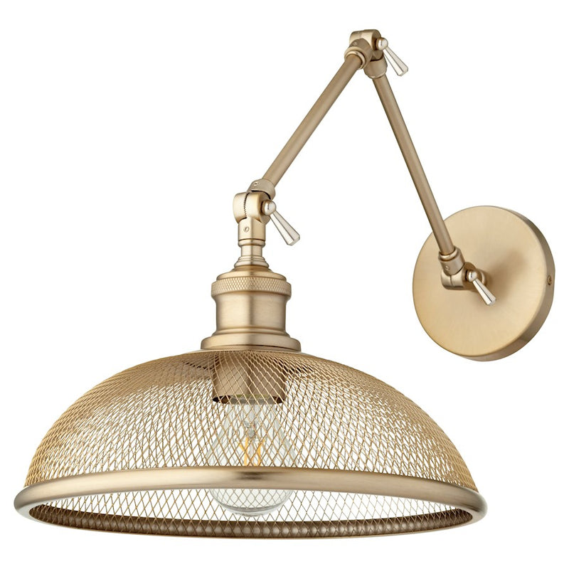 Quorum Omni 1 Light Large Industrial Wall Mount, Aged Brass