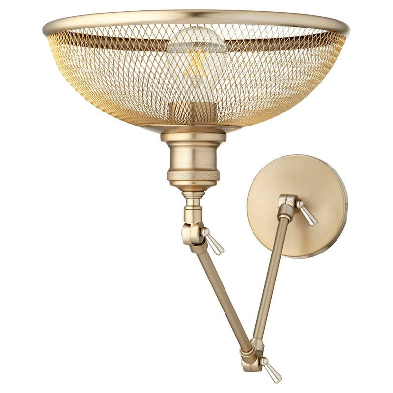 Quorum Omni 1 Light Large Industrial Wall Mount, Aged Brass