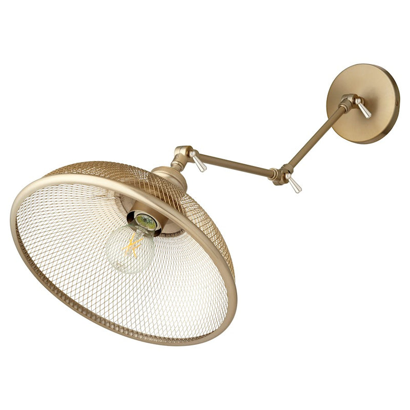 Quorum Omni 1 Light Large Industrial Wall Mount, Aged Brass
