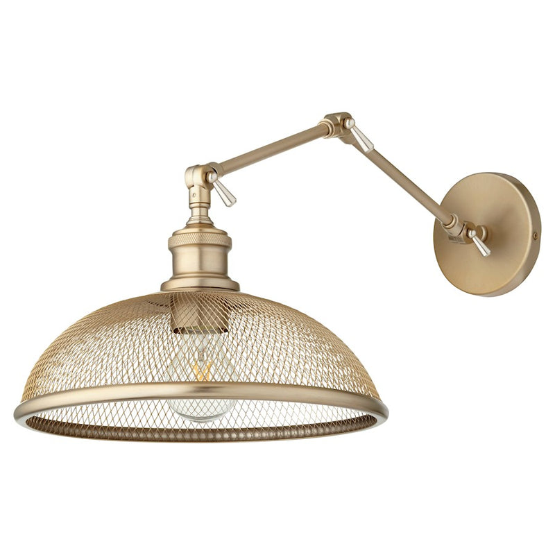Quorum Omni 1 Light Large Industrial Wall Mount, Aged Brass