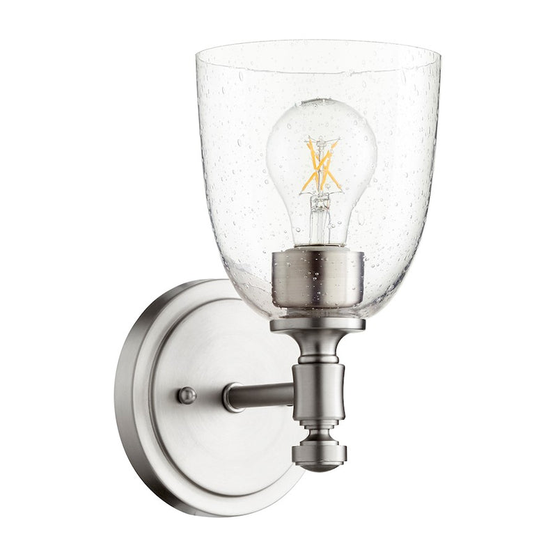 Quorum Rossington 1 Light 9" Wall Mount, Satin Nickel/Clear/Seeded