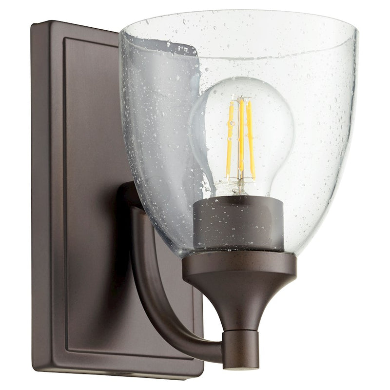 Quorum Enclave 1 Light Wall Mount, Oiled Bronze/Clear Seeded