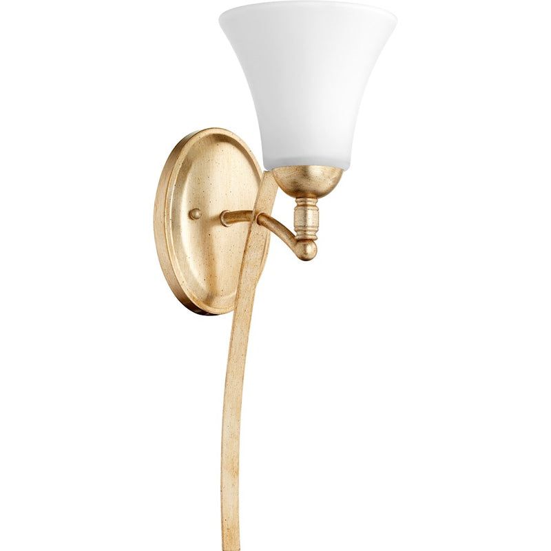 Quorum Aspen 1 Light Wall Mount in Aged Silver Leaf /Satin Opal