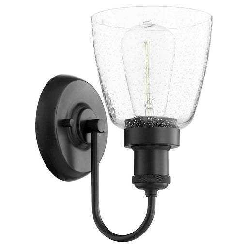 Quorum 1 Light Wall Mount, Matte Black/Clear Seeded